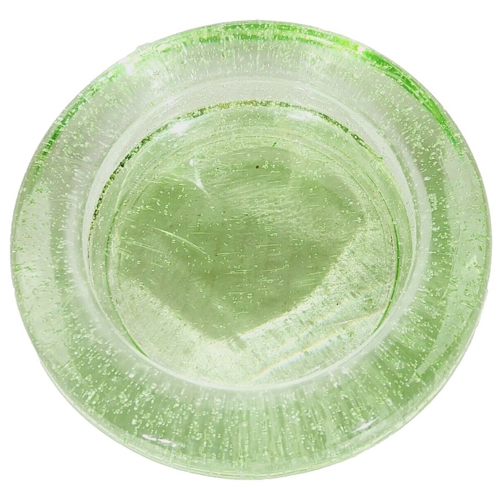 Indiana Glass Candle Holder Votive Pillar Green Bubble Vtg Home Decor Funky